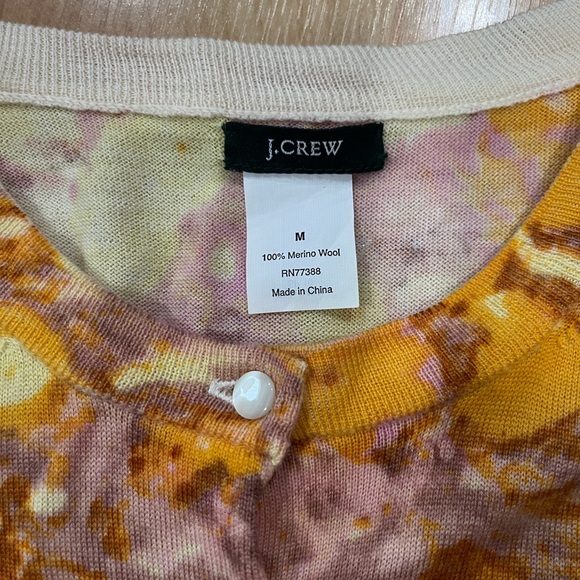 J CREW ABSTRACT FLORAL MERINO CARDIGAN -M - Picture 2 of 3